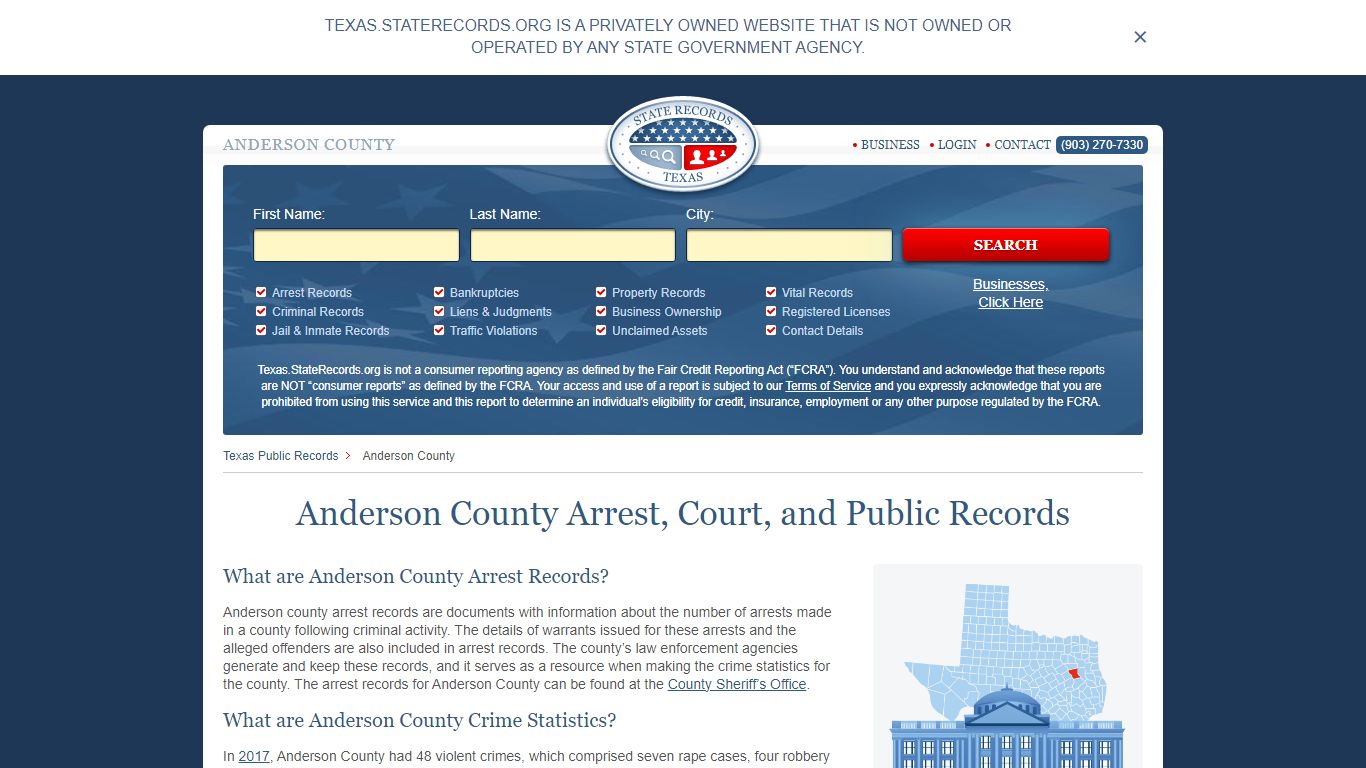 Anderson County Arrest, Court, and Public Records