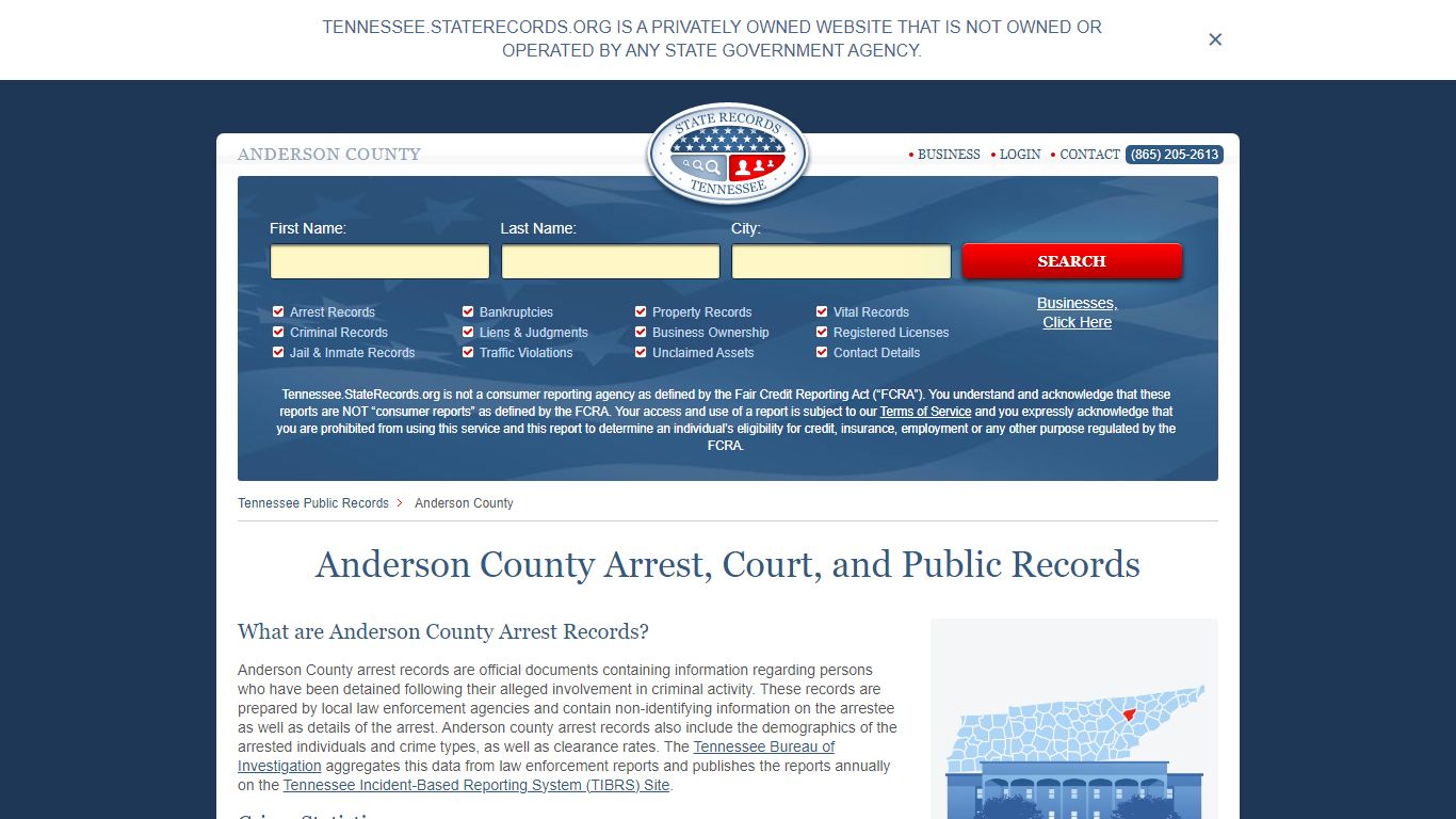 Anderson County Arrest, Court, and Public Records